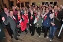 JUBILANT: Members of Worcester Labour Party celebrating this morning.