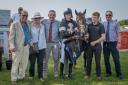 Martin Keighley (on the right), jockey Harry Stock, horse Mr Mafia and the owners – Peter Boggis and John Abernethy at Worcester. Picture: Nigel Kirby Photography