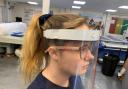 VISOR: The personal protective equipment being made by G4B in Droitwich worn by employee Rebecca Mason