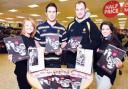 YEAR WE GO: Worcestershire Breast Unit Campaign is selling its calendar in Tesco, Warndon, with help from Worcester Warriors players. From left: Susie Coleman, Matt Cox, Will Bowley and Victoria Crowe.
