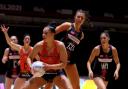 Severn Stars’ goal attack Paige Reed in possession during the narrow Vitality Netball SuperLeague defeat to London Pulse. Pic: Ben Lumley