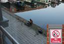 ILLEGAL: The angler illegally fishing in Diglis Basin