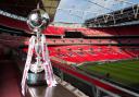 LONDON, ENGLAND - AUGUST 16:  The Buildbase FA Trophy is pictured during the Buildbase Partnership Launch at Wembley Stadium on August 16, 2016 in London, England. (The FA via Getty Images).
