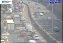 J4A traffic after the collision near Rubery. Picture credit: motorwaycameras.co.uk.