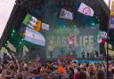 The Worcestershire Flag could be seen flying during Easy Life's Pyramid Stage performance