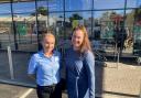 WELCOME: Store manager Basia Dimmock (left) and area manager Rebecca Adams were at the entrance to Lidl in Droitwich Road, Worcester to welcome new customers. Photo: James Connell