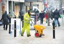 GRITTING: A council worker was kept busy out on the streets of Worcester High Street (51167503)