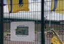 SUPPORT: Fans have tied messages of support for Worcester Warriors on the fences at Sixways Stadium.