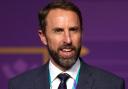 England manager Gareth Southgate during the FIFA World Cup Qatar 2022 Draw at the Doha Exhibition and Convention Center, Doha. Picture date: Friday April 1, 2022..