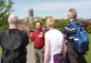 Paul Harding delivering a tour in Worcester.