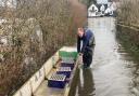 FORTITUDE: Paul Scarrott brings the boat across at the Camp House Inn in Grimley
