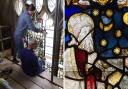 SKILLED: York Glaziers Trust return the medieval glass of the Creation Window to Great Malvern Priory. The glass is said to rival for quality that of York Minster