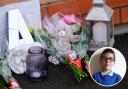 FLOWERS: The flowers left outside the home of Alfie Steele