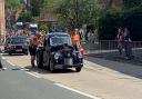 STALLED: The 1950 Austin broke down on Deansway during Worcester Carnival