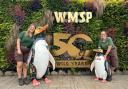 Becca Crummett, senior education officer and Amy Sewell, head keeper - Discovery Trail, West Midlands Safari Park with Spirit and Hoiho the penguins.