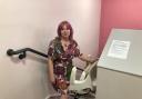 PLEASED: Cllr Jill Desayrah checks the stairlift at Brookthorpe Close in Warndon, installed after the lift broke down
