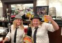 Melissa Bywayer (left) and Jess Gadsby pull pints at Salt Fest on behalf of organisers The Gardeners Arms in Droitwich