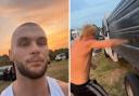 'BACKYARD MMA': Influencer Ed Matthews with 'security guard' punching a truck