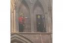 Firefighters carried out a library salvage drill at the cathedral