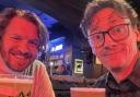 Ed Byrne (right) enjoys a pint in the Firefly before performing in Worcester in October.