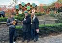 New Hope and Worcestershire Wildlife Trust volunteers with Crowngate's new bug hotel