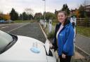 Kelly Price, communications intern at the University of Worcester at the charging park