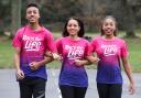 Cancer survivor Crystal Manuel (centre) pictured taking part in the Race for Life with her children Cameron (left), 15, and Chaia (right), 13