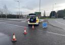 CORDON: The A44 Spetchley Road pictured on the day of the fatal crash which was closed off the County Hall roundabout