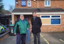 St John's councillors Richard Udall and Matt Lamb outside the Dines Green Police Post.