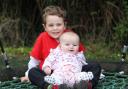 Joey Wright, who will be running to support Birmingham Children’s Hospital, with his baby sister Sophia