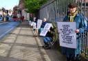 Protesters from Defend our Juries were outside Worcester Crown Court this morning.  