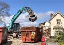 Former Harvester pub, Perdiswell House, gets knocked down.