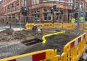 LEAK: The burst main at the junction of Shaw Street and Sansome Street and Foregate Street and The Foregate in Worcester which has now been repaired by Severn Trent Water