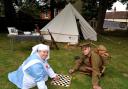 BELL TENT: First World War replica Bell Tent in the garden of The Commandery, Worcester, at a previous event in the Worcestershire World War One Hundred Project.VAD Nurse Helen Lee and Worcestershire Regiment soldier, Mark Harding play draughts. Pic by