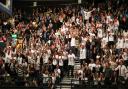 ON THE UP: Fans cheer Worcester Wolves to play-off glory at Wembley Arena last May.