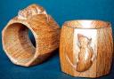 A pair of Mouseman napkin rings