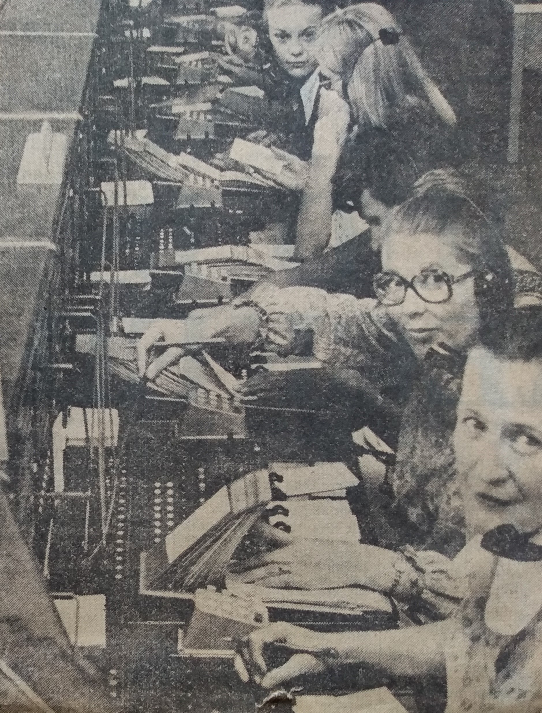 Putting you through... Worcester Telephone Exchange in September 1974 which, in a sign of the times, bore the headline ‘Meet the ‘hello’ dollies’