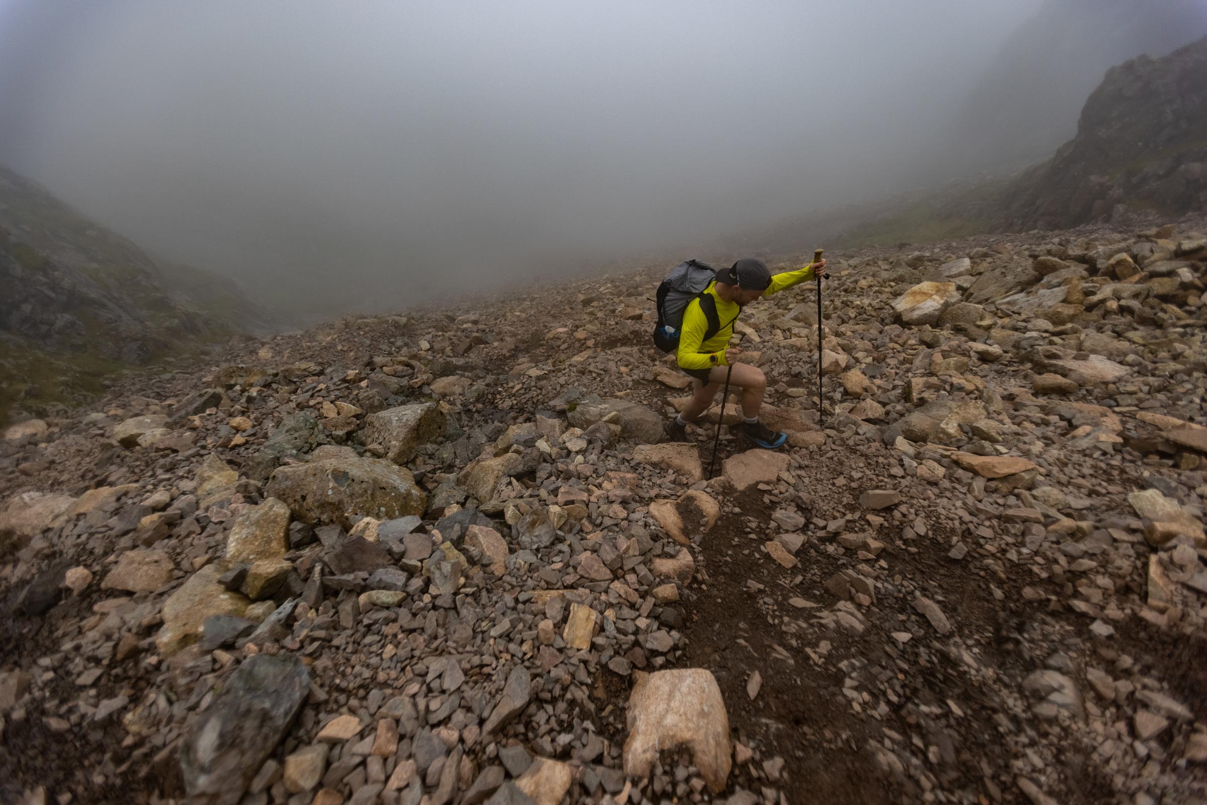 James climbing Scafell Pike, his second peak. Picture inov-8.com / Dave MacFarlane