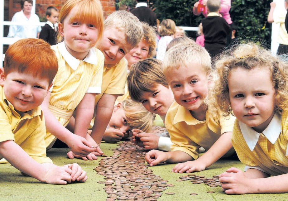 Sunnyside School pupils were busy making a trail of copper coins in September 2002 to raise money for the Unicef TES appeal for schools in Afghanistan 