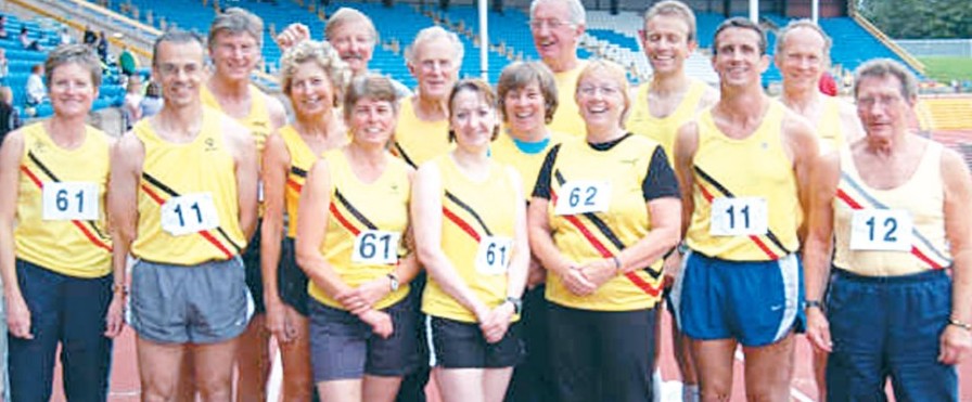 Worcester Athletic Club’s successful veteran track and field teams pictured at the Alexander Stadium in September 2008