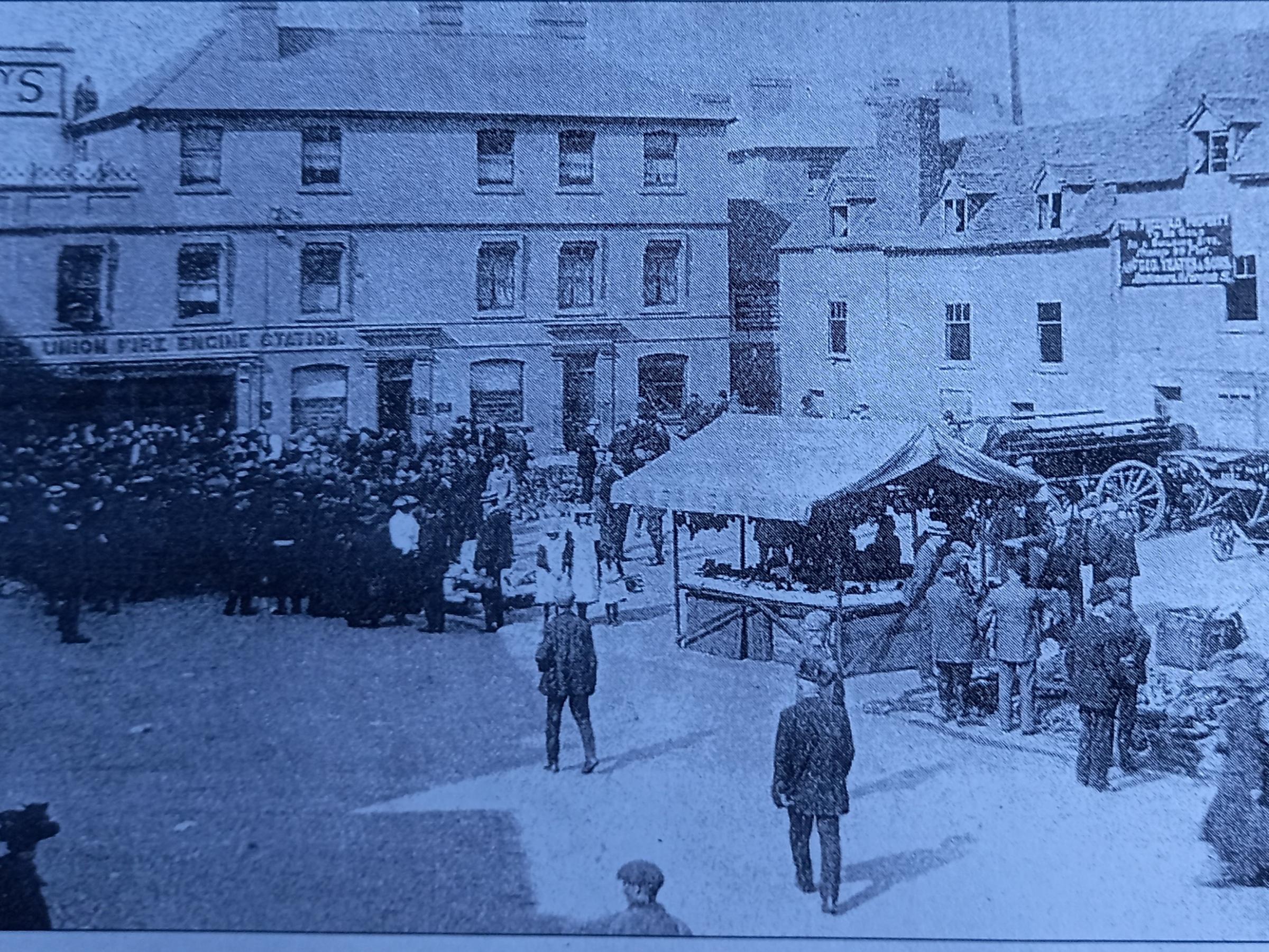 Worcester sheep market in Angel Place in 1900. It was always a bustling scene on fair days