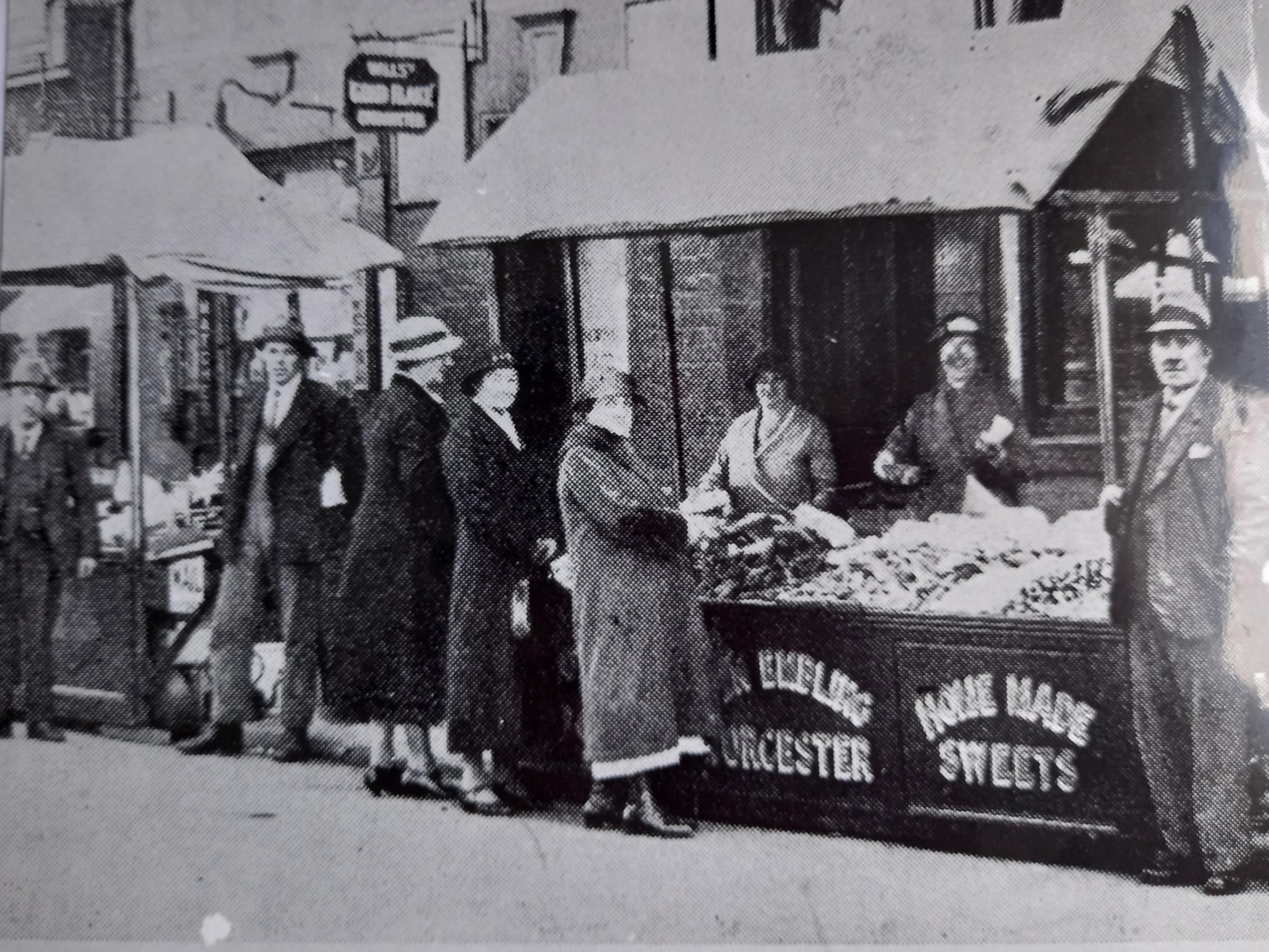 Embling’s home made sweets stall in Angel Street on fair day