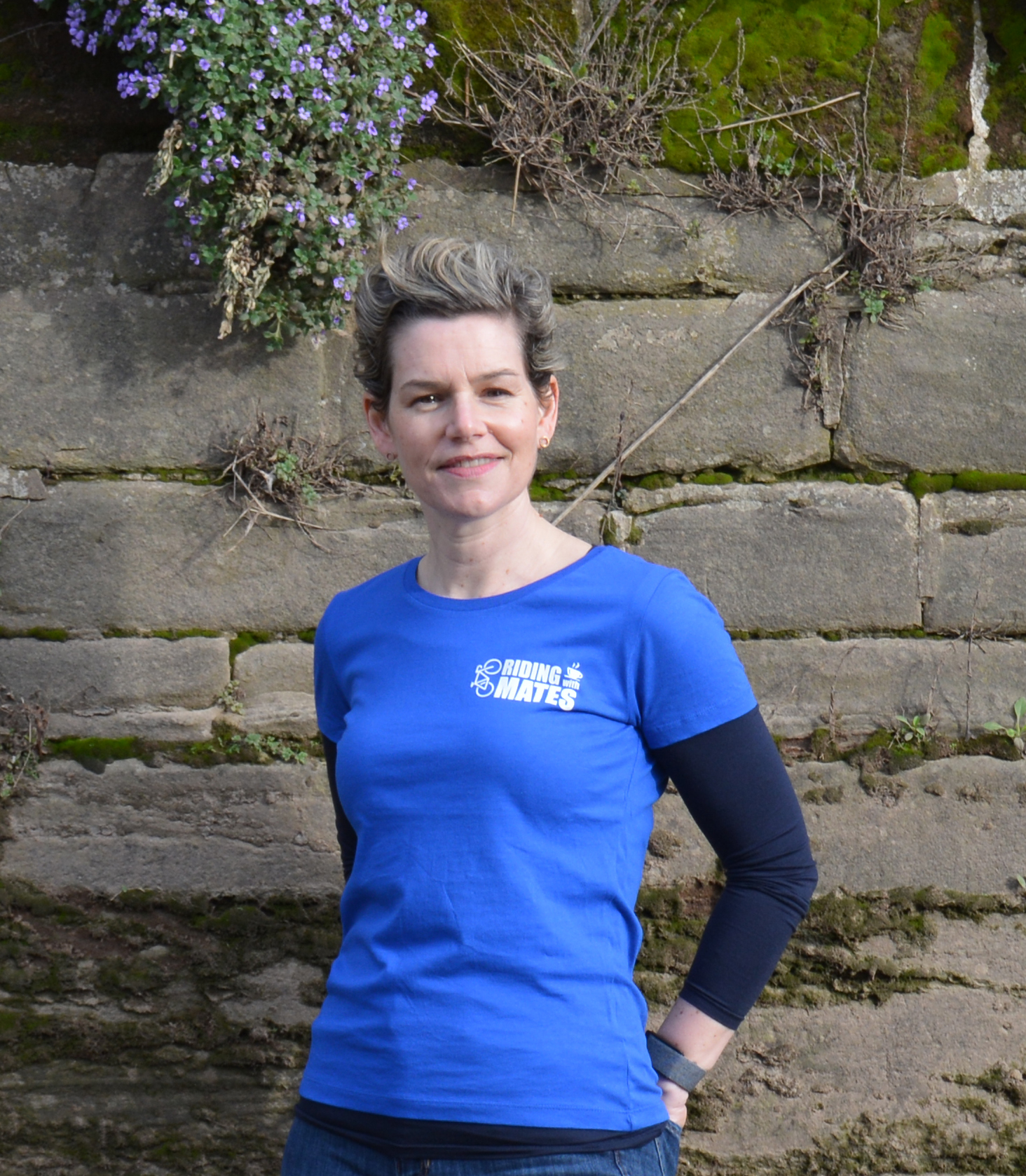 Jenny models our womens Riding With Mates t-shirt