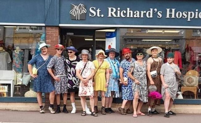 The group on Leo Sayer All Dayer outside the Upton shop where they buy their women's clothes