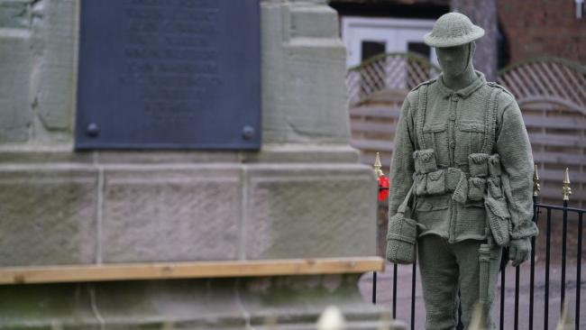Woolly soldier Remembrance Day tribute unveiled by ‘Knitting Banksy’ (Mike Egerton/PA)