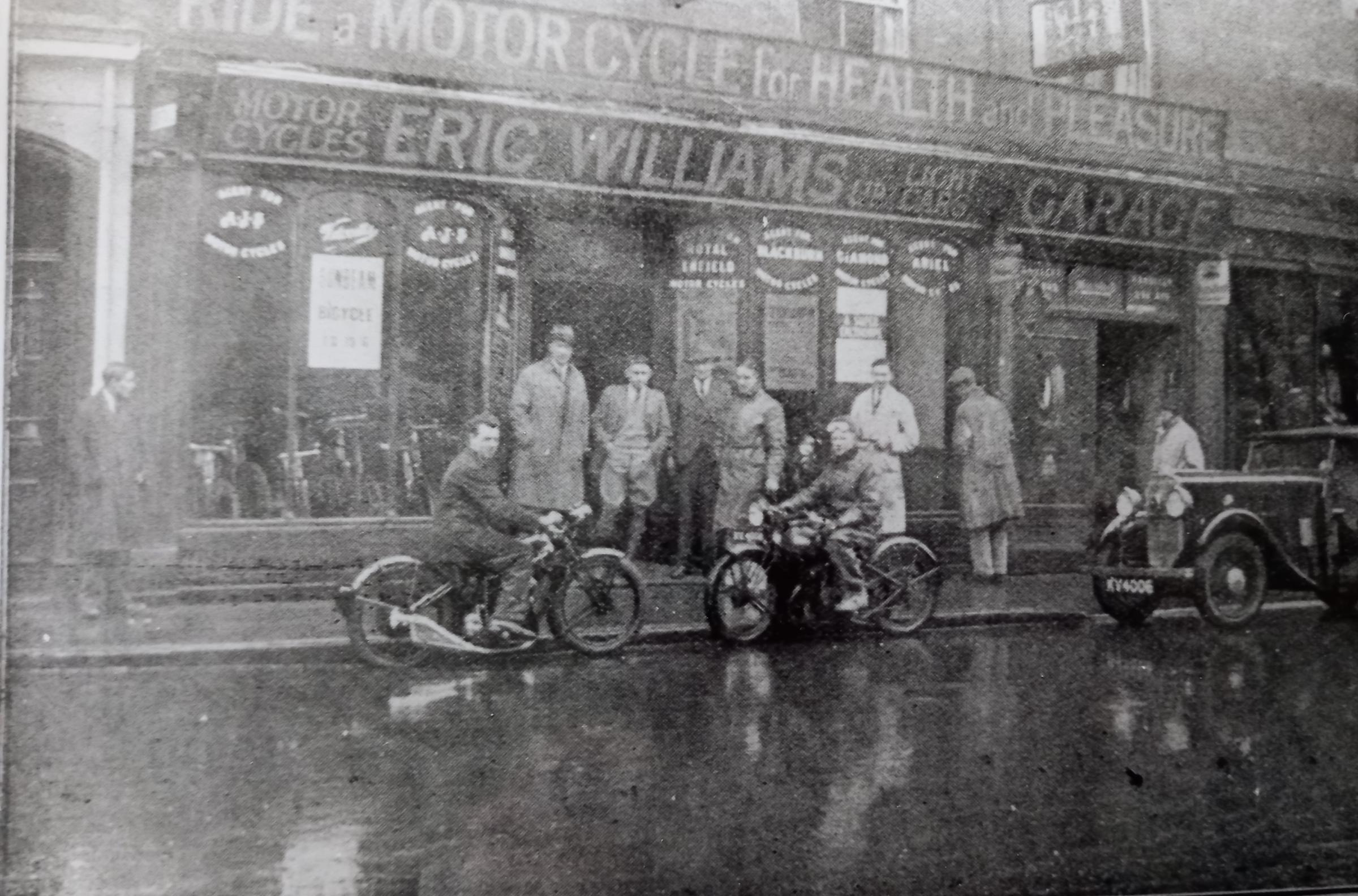 REVVED-UP: The boys are back in town. The arrival of the Triumph Baby Motorcycle in Worcester at Eric Williams garage in Pierpoint Street in the 1950s. A decade later, in the Sixties, it would have been called “really gear”. Street talk for