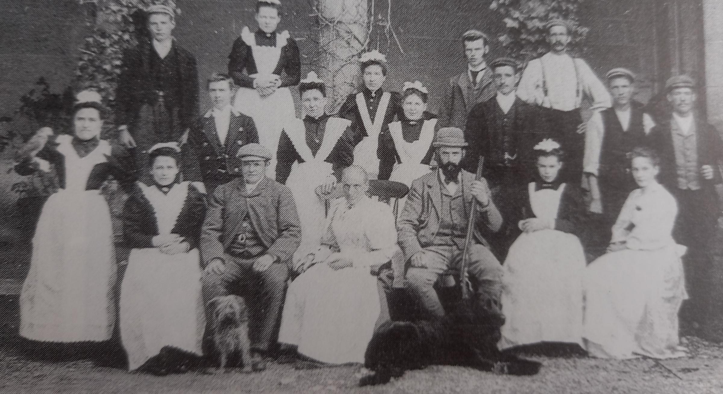  DOWNSTAIRS: Staff at a Worcestershire country house in the early 1900s, where no-one was expected to “piddle about” or work in an unhurried manner 