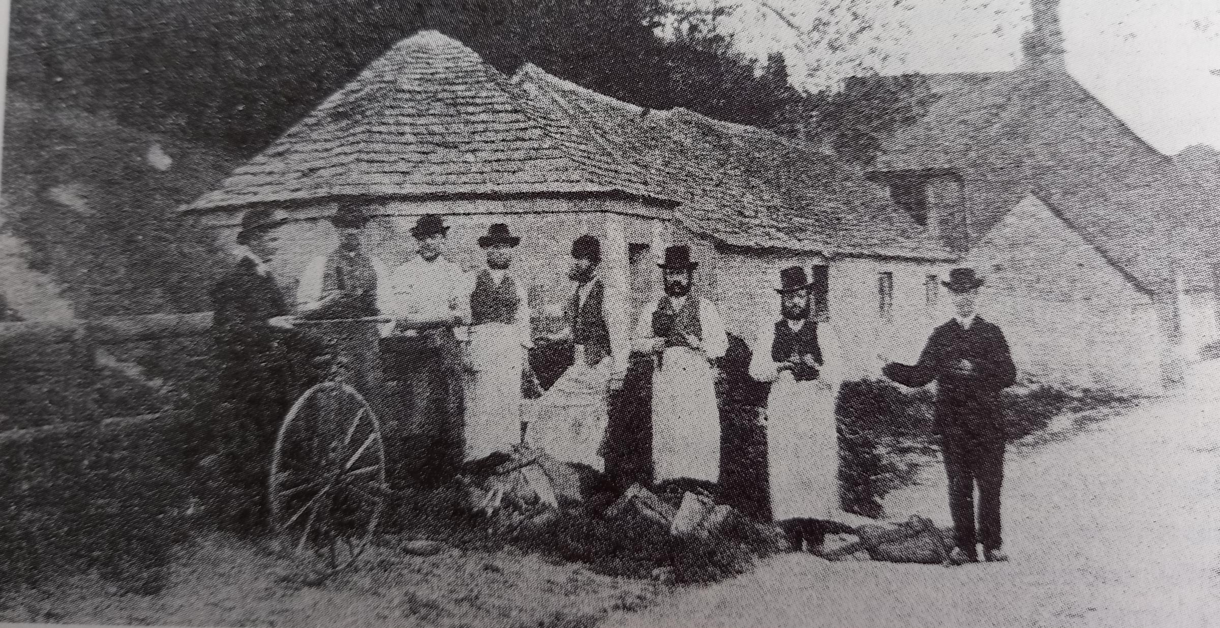 APRONS ON: Village tradesmen in south Worcestershire in 1900, likely to have decided views on women in business