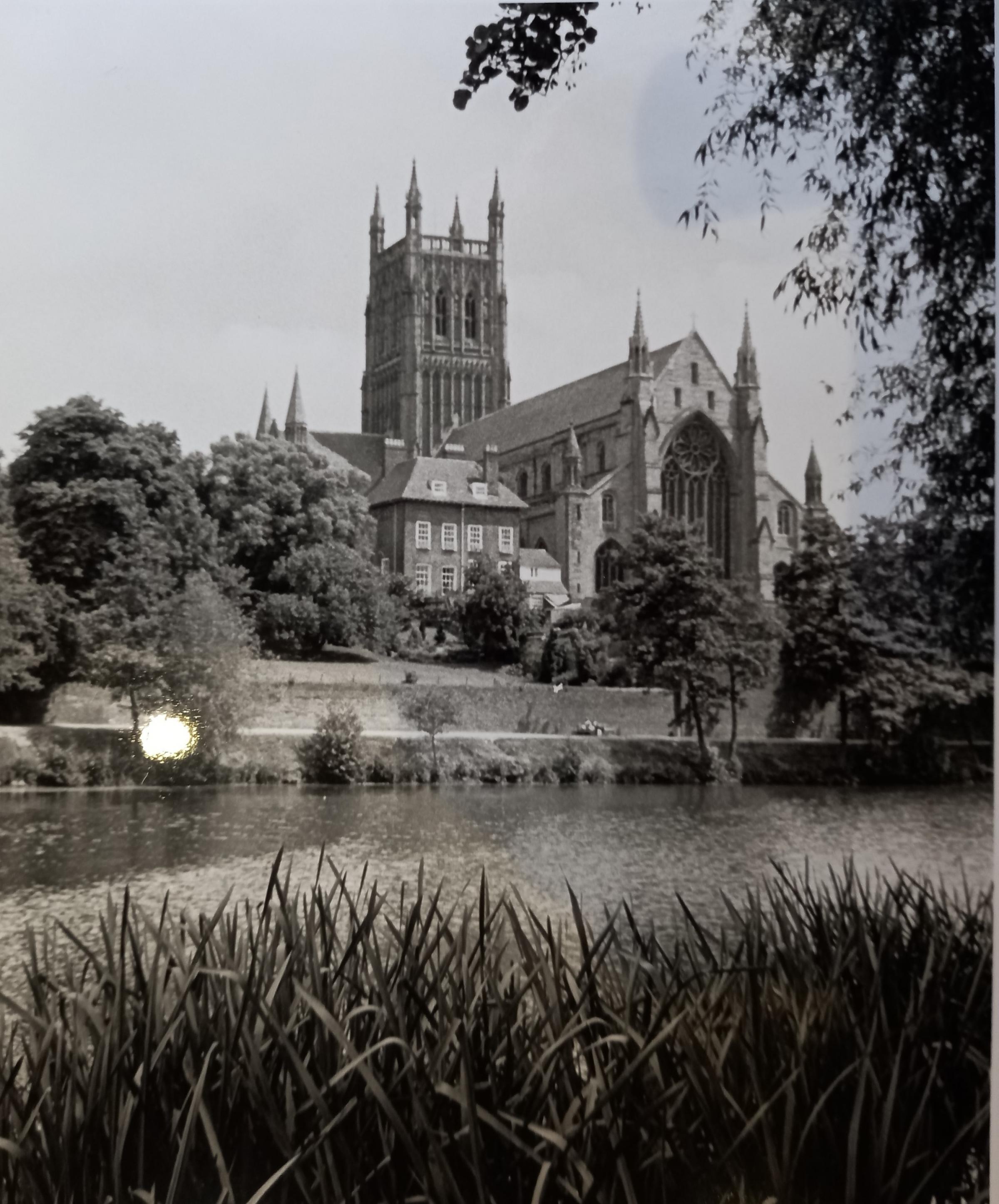 The classic view of Worcester Cathedral with the River Severn in the foreground