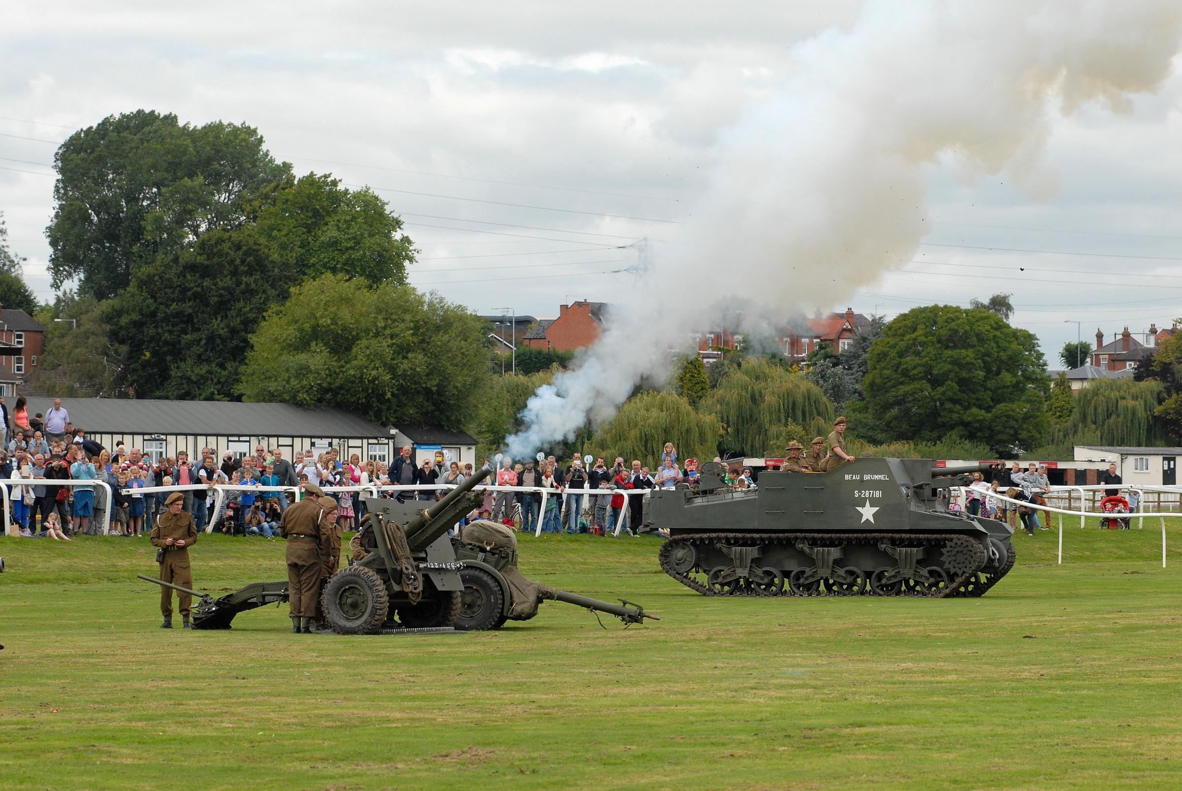 A Second World War period 25-pounder gun on display at the Worcester - Army Reserve Unit, 214 (Worcestershire) Battery Royal Artillery Parade and Artillery Day in August 2014